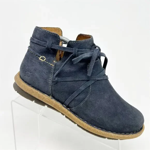 Born Shoes Born Womens Tarkiln Navy Blue Suede Flat Ankle
